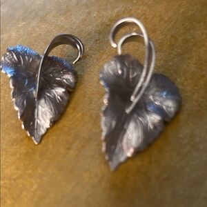 Leaf-Shaped Silver Drop Antique Earrings Bought at an estate sale
